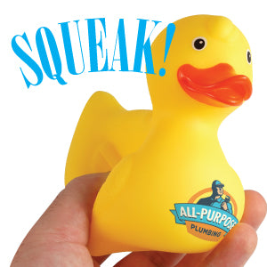 Squeaky bath duck branded