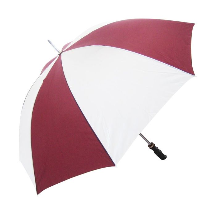 branded golf umbrella burgundy and white