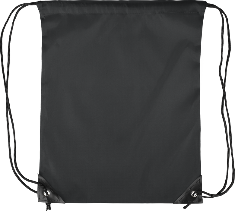Black polyester drawstring bag