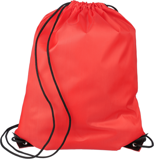 Custom branded polyester drawstring bag in red