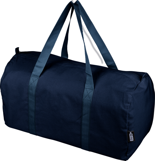 Custom branded blue recycled travel bag