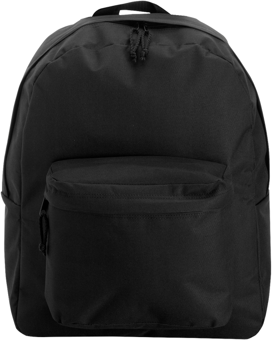 Custom branded black polyester backpack