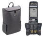 Custom branded grey RPET backpack with garment organiser