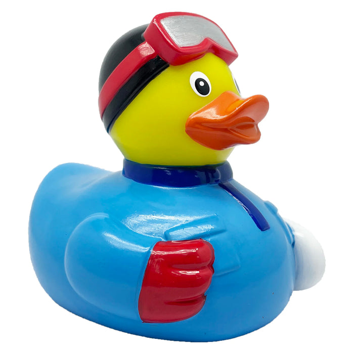 Snowboard themed rubber duck – close up detail