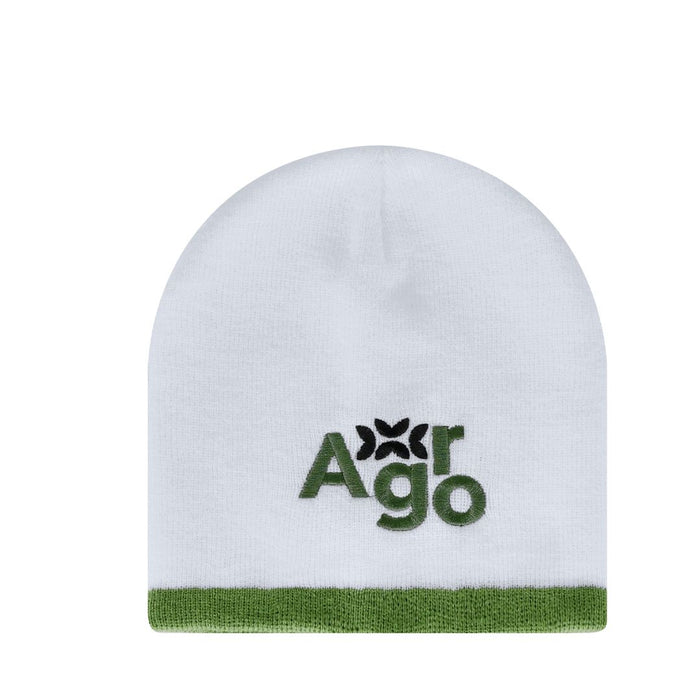 Beanie Hat Acrylic Rib 2 Layers in white