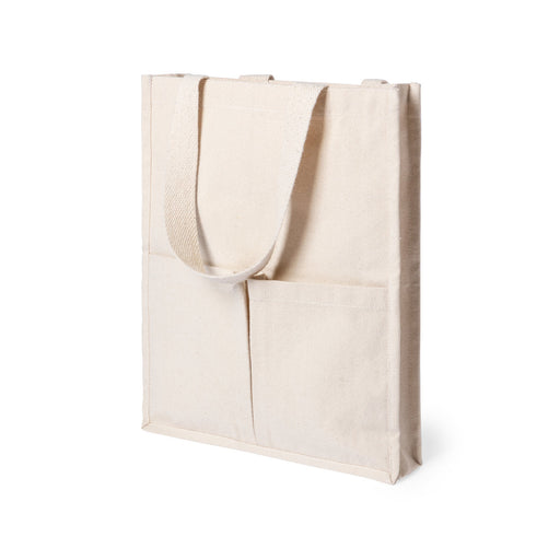 natural canvas pocket tote bag with gusset