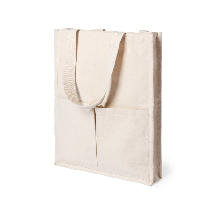 natural canvas pocket tote bag with gusset
