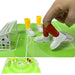 Desktop finger football game set with green field sheet and miniature goal posts