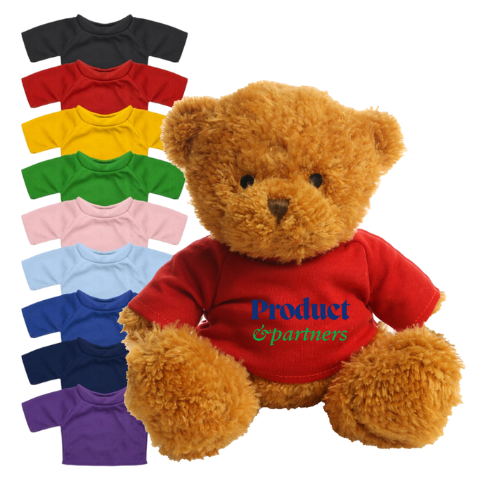 Custom teddy bear with logo printed T-shirt for events