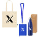 Custom employee welcome pack with reusable tote, insulated bottle, and logo notebook