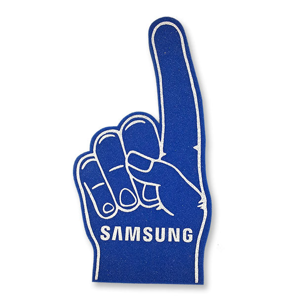 Large blue foam hand for UK sports fans cheering in stadiums