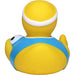 Football themed promotional rubber duck – back view showing logo position