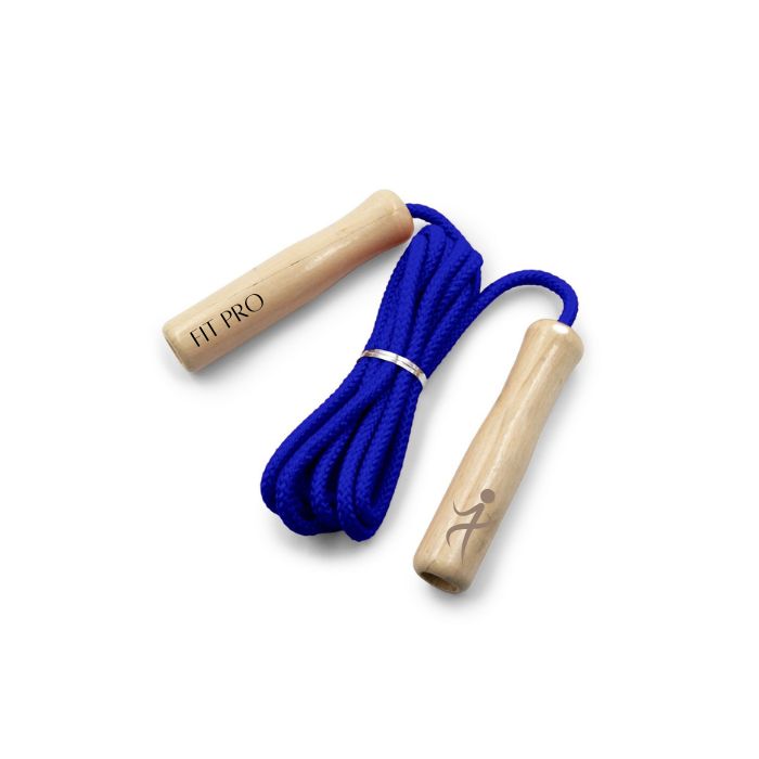 Logo Printed Skipping Rope with Coloured String and Wooden Handles