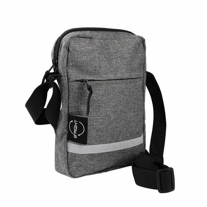recycled PET branded shoulder bag with front zip pocket and organiser sections
