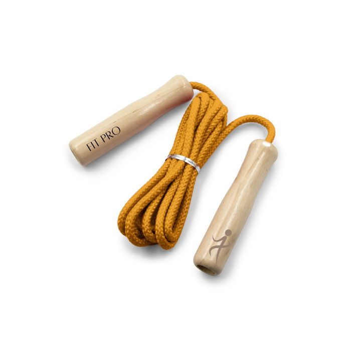 Logo Printed Skipping Rope with Coloured String and Wooden Handles