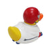 Ski Racer rubber duck – back view showing logo position