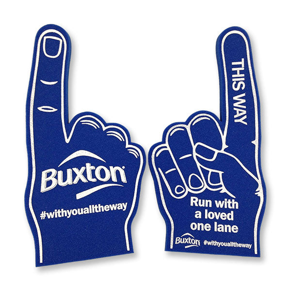 Supporters foam finger cheering hand blue