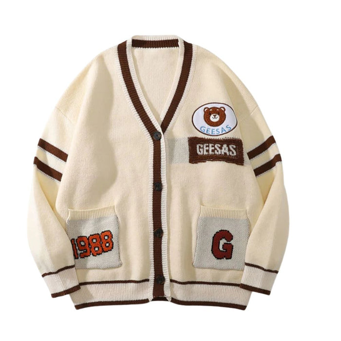 University log knitted cardigan