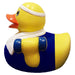 Gym themed rubber duck – side angle showing sweatband and towel