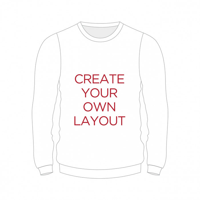 Jumper outline showing the option to create your own layout for a custom Christmas jumper