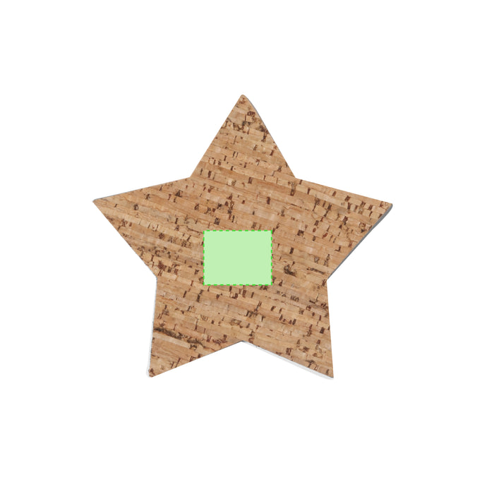 Cork Christmas Coasters with the branding print area marked in green