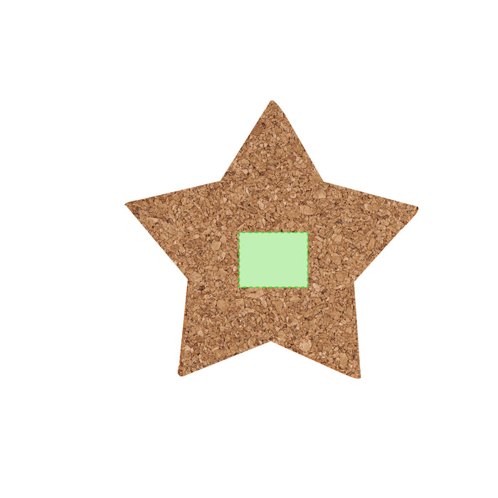 Cork Christmas Coasters with a third branding print area marked in green