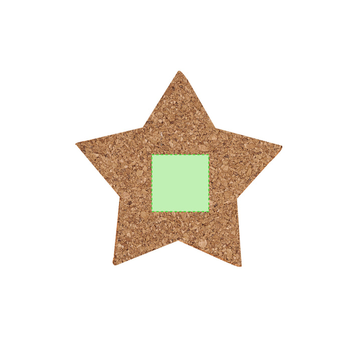 Cork Christmas Coasters with a fourth branding print area marked in green