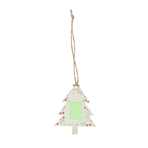 Plantable Seed Paper Tree Ornament with the branding print area marked in green