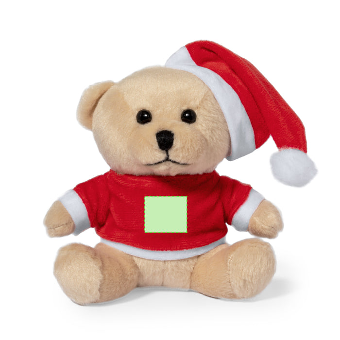 Christmas Teddy Bear with the branding print area marked in green