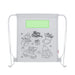 Colouring-In Drawstring Bag with the branding print area marked in green