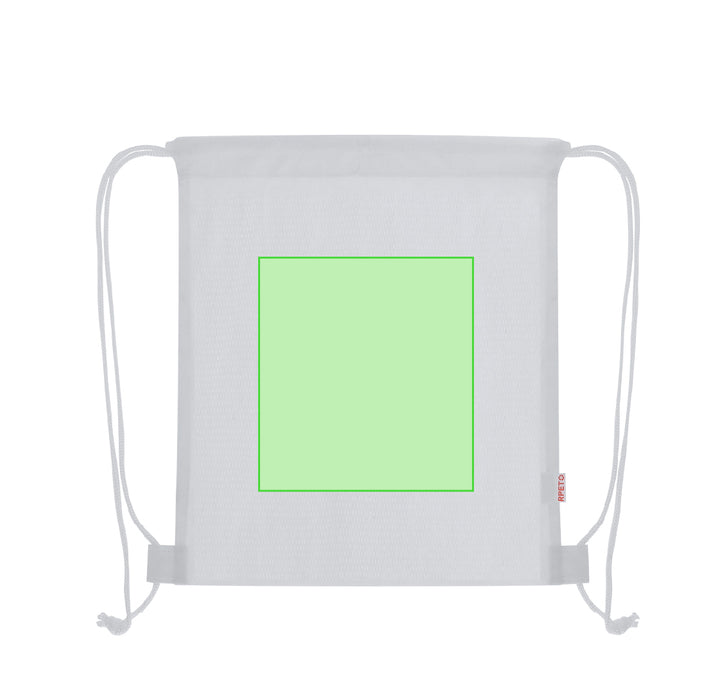 Colouring-In Drawstring Bag with a second branding print area marked in green