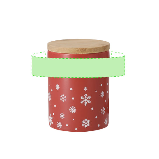 Ceramic Christmas Mug with Bamboo Lid with the branding print area marked in green