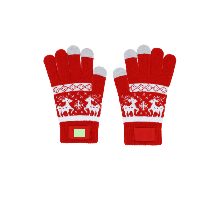 Touchscreen Christmas Gloves with the branding print area marked in green