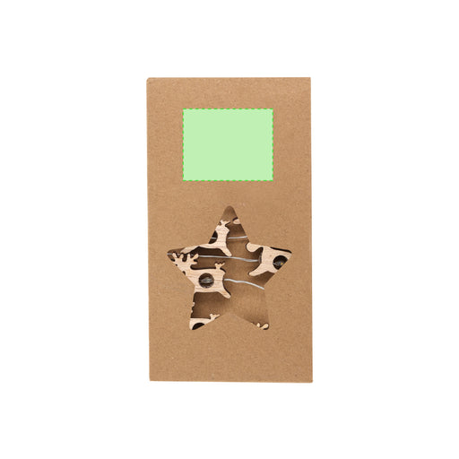 Wooden Star LED Light Garland with the branding print area marked in green