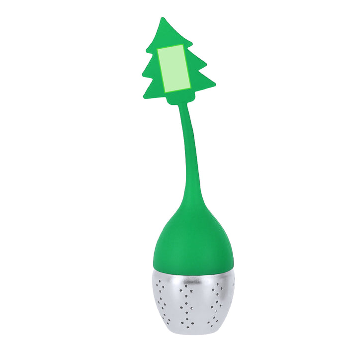 Christmas Tree Tea Infuser with the branding print area marked in green