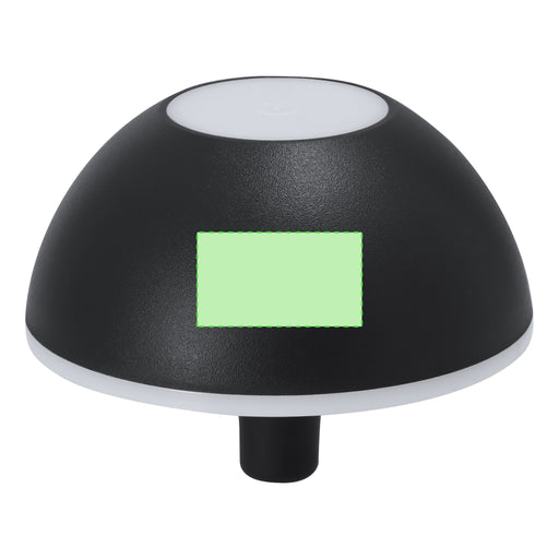 LED bottle lamp with the branding print area marked in green