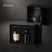 Premium aromatic gift set with glass diffuser and scented candle in a black gift box
