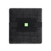 Coral fleece blanket with the branding print area marked in green