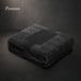 Black coral fleece blanket folded with a ribbon and gift card