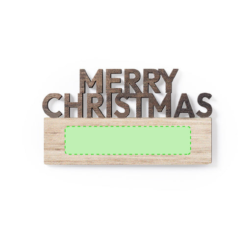Wooden Magnet - Merry Christmas with the branding print area marked in green