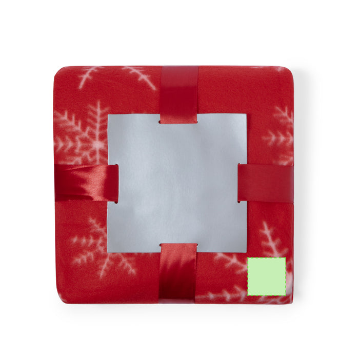 Polar Fleece Blanket with the branding print area marked in green