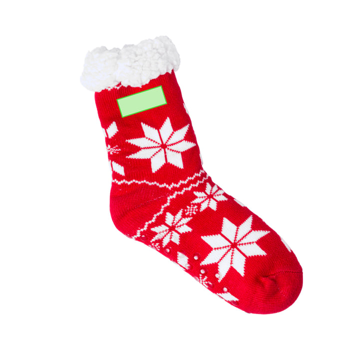 Christmas Slipper Socks with a second branding print area marked in green