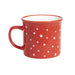 Red retro ceramic mug with a white snowflake and star pattern