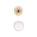 White candle pot with a round wooden lid engraved with a snowflake