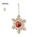 Snowflake-shaped wooden hanging decoration with a photo window