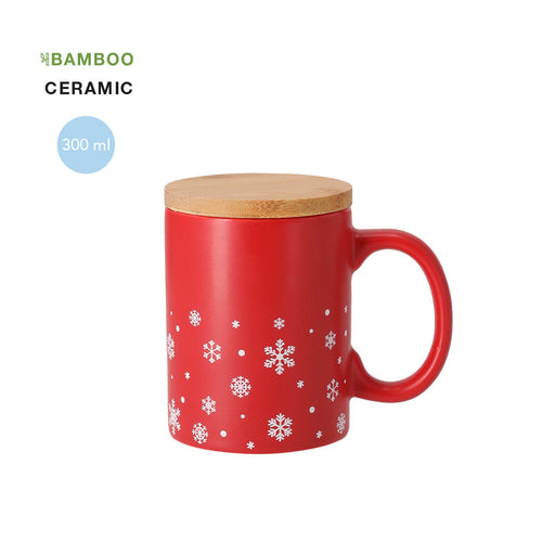 Ceramic Christmas Mug with Bamboo Lid