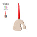 Wooden Santa hat-shaped ornament on a red ribbon