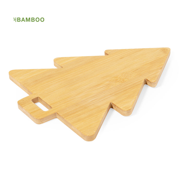 Christmas tree-shaped bamboo chopping board with a handle hole