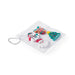 Four Christmas-shaped erasers in a clear bag with a ball chain
