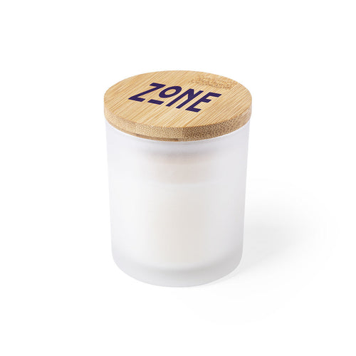 Frosted Glass Candle with Bamboo Lid
